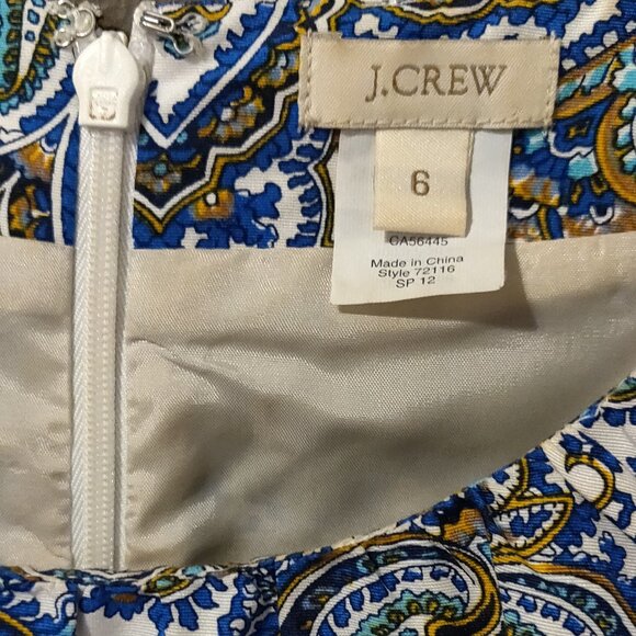 J. Crew Peacock Paisley Delores Dress Silk Blend SIZE 6 - Picture 2 of 7